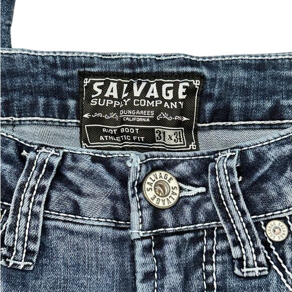 SALVAGE RIOT BOOT ATHLETIC FIT STRETCH JEANS Men's 31x34 - Picture 4 of 6